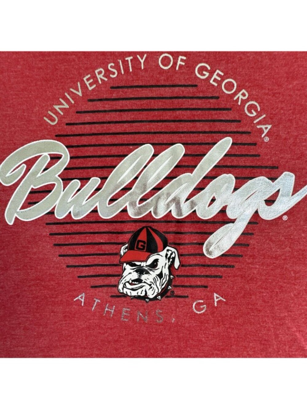 University Of Georgia Bulldogs Womens L/G 12-14 Red V-Neck T-Shirt By Russell - Picture 2 of 10